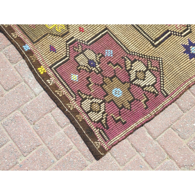Mid 20th Century Large Goathair Handwoven Turkish Kilim Bohemian Area Rug For Sale - Image 6 of 11