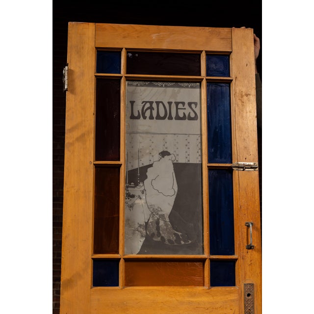 Industrial Mid 20th Century Salvaged Filling Station Ladies Restroom Door For Sale - Image 3 of 11