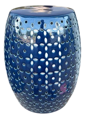 Lovell Blue Glaze Petal Pierced Garden Stool
