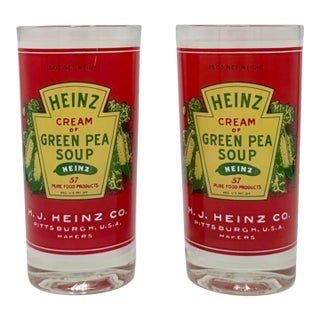 Vintage Georges Briard Heinz Cream of Green Pea Soup Glasses - a Pair For Sale