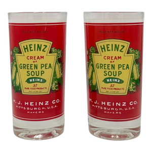 Vintage Georges Briard Heinz Cream of Green Pea Soup Glasses - a Pair
