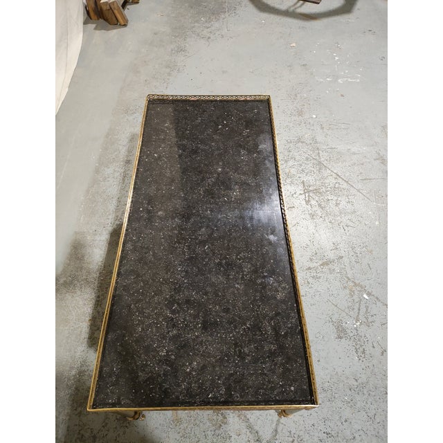 1940s 1940s French Louis XVI Style Brass & Marble Cocktail Table With Pierced Gallery For Sale - Image 5 of 8