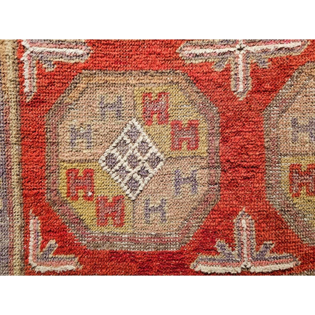 19th Century Khotan Rug in Allover Geometric Pattern in Red, Lavender, Ivory, Green For Sale - Image 14 of 16