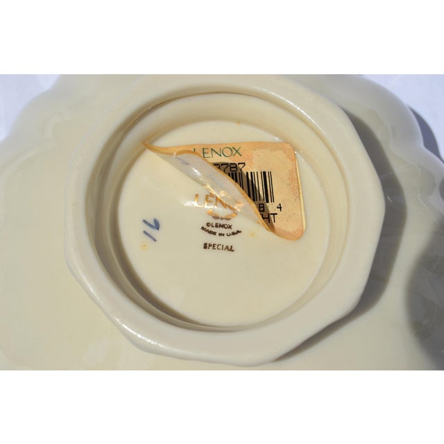 1980s Lenox Symphony Bowl Special Edition Scalloped Footed Fine Bone Ceramic For Sale - Image 12 of 15