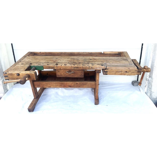 Carpenters Workbench with Drawer and Trough, 1900s For Sale - Image 11 of 18