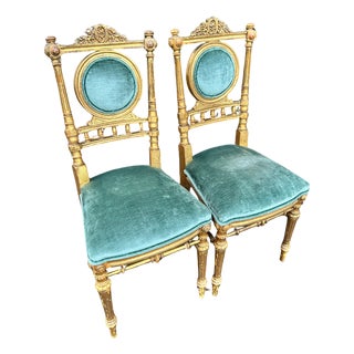 Pair of 19th Century French Giltwood Side Chairs For Sale