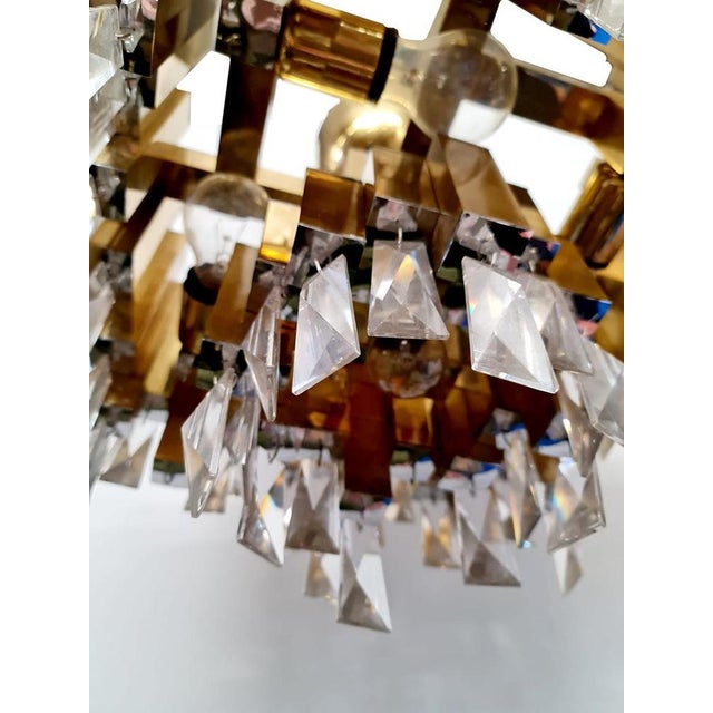 1970s Vintage Pure Brass Chandelier Hanglamp Lamp in Lumica, 1970s For Sale - Image 5 of 6