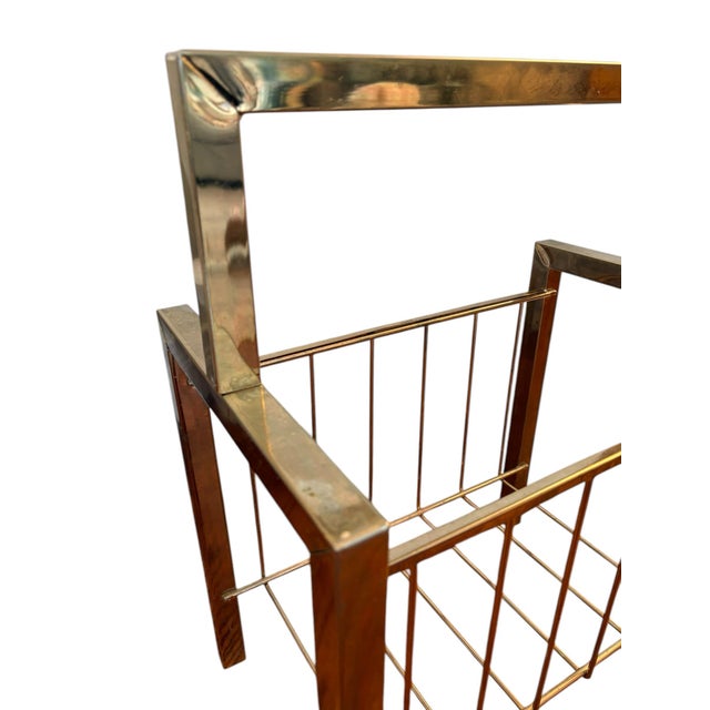 Chrome Midcentury Modern Vintage Chrome Metal Magazine Rack/ Holder For Sale - Image 8 of 12