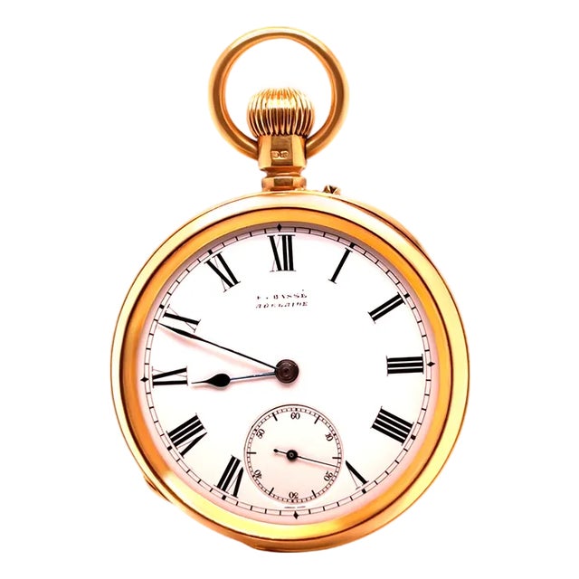 18ct Yellow Gold Open Dial Pocket Watch – 1881 – 80.9g For Sale