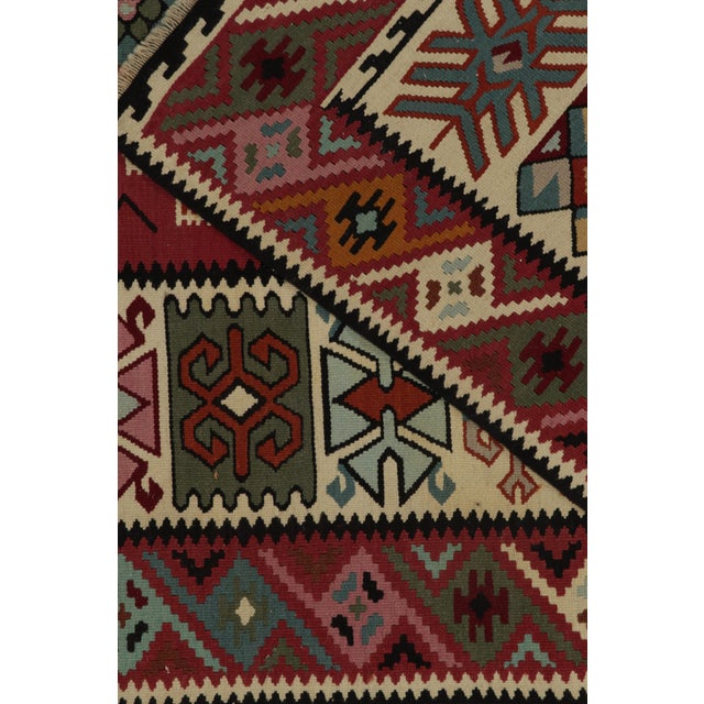 Antique Persian Kilim Rug in Burgundy & Blue Geometric Pattern For Sale - Image 9 of 9