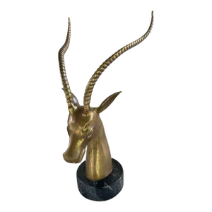 Vintage Hollywood Regency Dolbi Cashier Style Brass Gazelle Bust