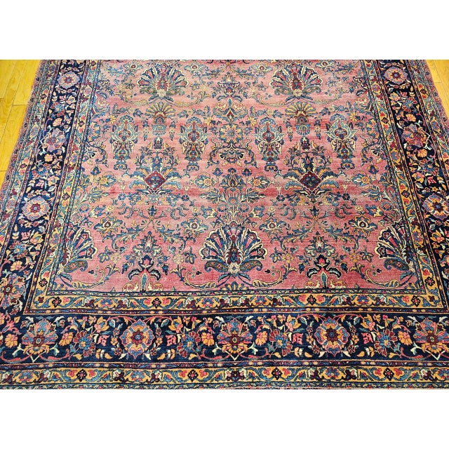 Antique Oversized Persian Manchester Kashan Rug, Hand-Knotted Wool, Floral Pattern, 10x20, Burgundy & Blue For Sale - Image 17 of 18