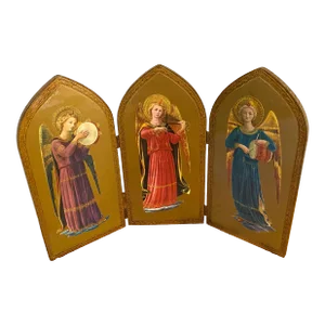 Late 20th Century Fra Angelico's Musician Angels Florentine Triptych