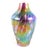 This is a rainbow iridescent perfume bottle with a clear teardrop shaped stopper. The bottle ranges from teal to purple to...