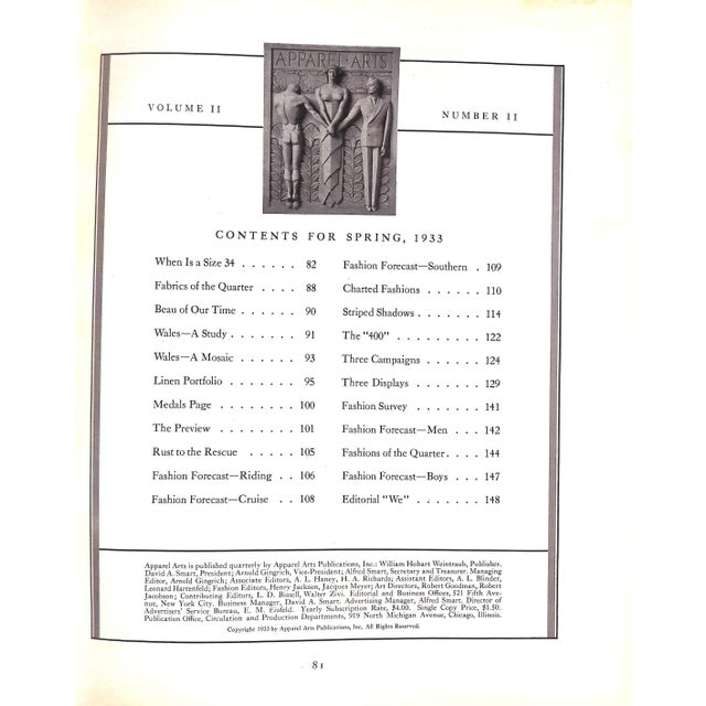 [192] pp. Apparel Arts Publications, Inc. 1933 14 1/4" x 11 3/8"