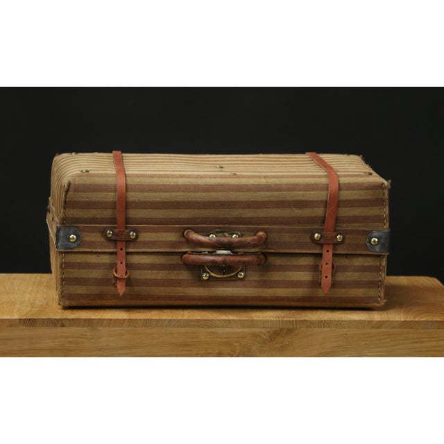 Brown Striped Dolls Suitcase, 1890s For Sale - Image 8 of 8