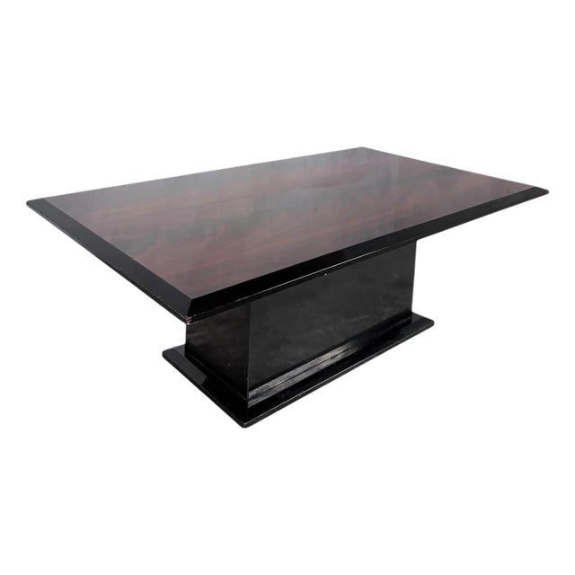 Art Deco Coffee Table with Black Lacquer Pedestal Base, 1930s For Sale