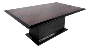 Art Deco Coffee Table with Black Lacquer Pedestal Base, 1930s