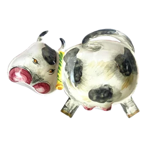 Italian Bull Dish Nut Olive Condiment Serving Bowl Black & White Cow