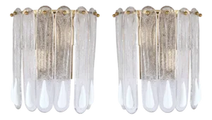 Italian Wall Sconces in Murano Glass from Mazzega, 1970s, Set of 2