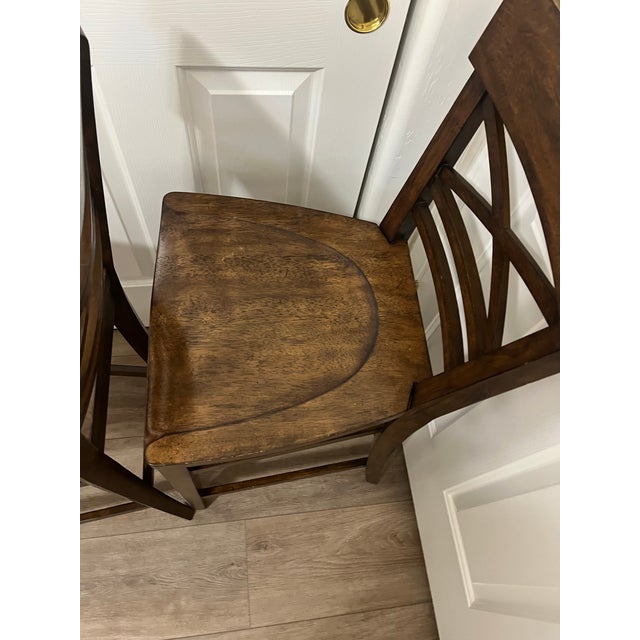 Ethan Allen Blake Wood Counter Stools Set of 2 For Sale - Image 10 of 12