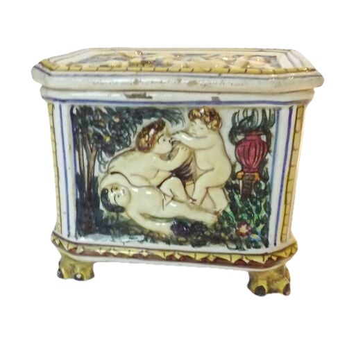 Figurative Vintage Italian Ceramic Cherub Lidded Box For Sale - Image 3 of 9