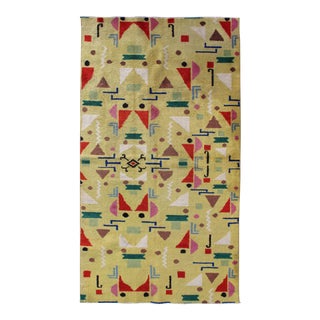 Art Deco Design Turkish Rug With a Modern Design in Yellow and Multi Colors For Sale