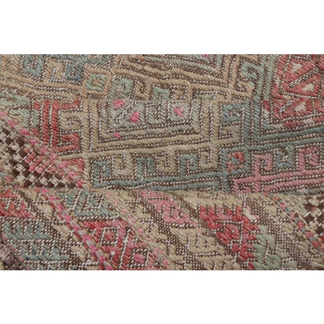 Pink Turkish Vintage Kilim Rug With Colors of Tan and Pinks For Sale - Image 8 of 9