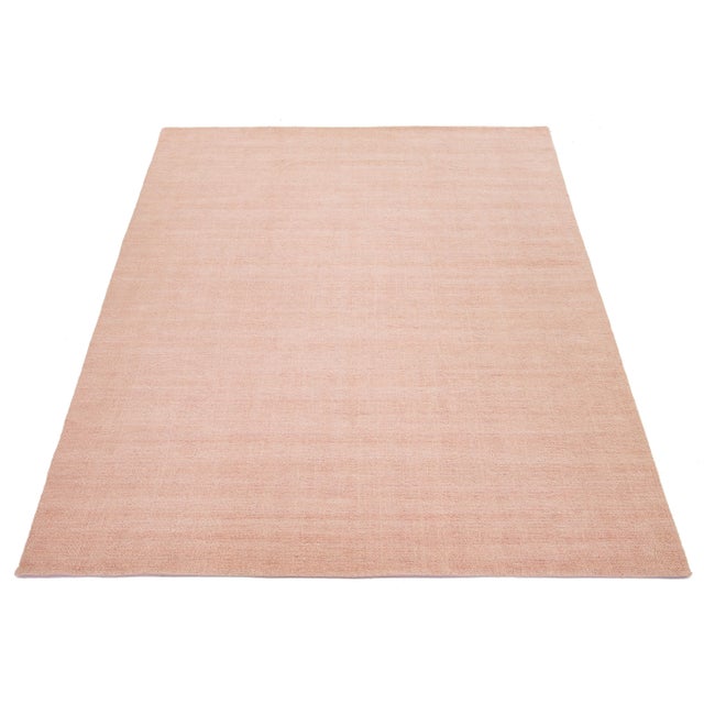 Indian 10 X 14 Modern Indian Texture Handmade Wool Rug in a Solid Pink Color For Sale - Image 3 of 9