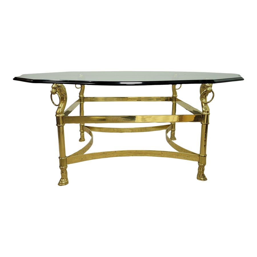 アンティークlion Glass Top Coffee Table Bronze Crouching Lion Coffee Table - YouFine Sculpture