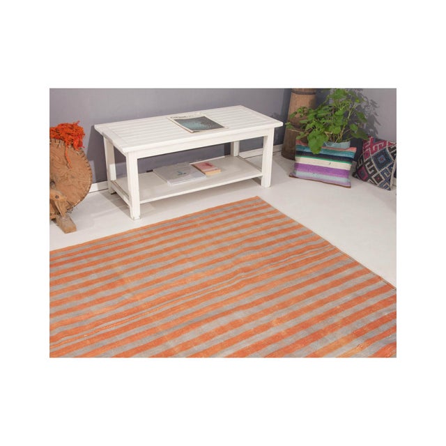 1960s Striped Vintage Turkish Kilim Rug - 7`7" X 9`10" For Sale - Image 5 of 6