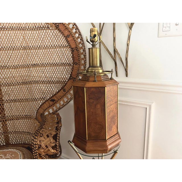 1960s Burl Wood Column Lamp & Shade by Knob Creek For Sale - Image 10 of 18
