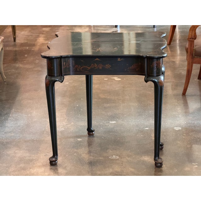 Green 19th Century English Green Lacquer Chinoiserie Flip-Top Game Table For Sale - Image 8 of 18