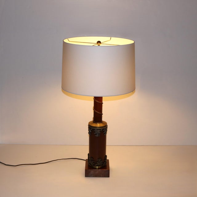 Mid-20th Century Classical Wood and Bronze Table Lamp, Italy For Sale In New York - Image 6 of 8