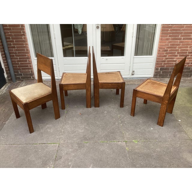 Wood Art Deco Dining Chairs from L.O.V. Oosterbeek, 1920s, Set of 4 For Sale - Image 7 of 8