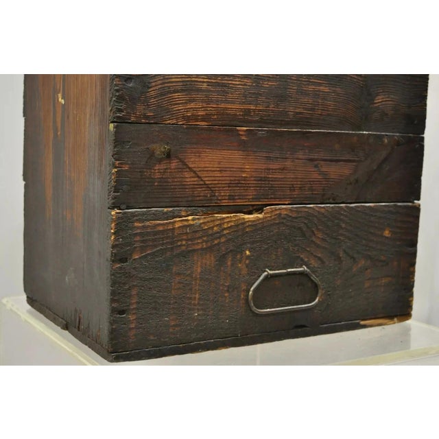 Wood Antique Tin Metal Export Transport 5 Gallon Canister Container With Wood Case For Sale - Image 7 of 12
