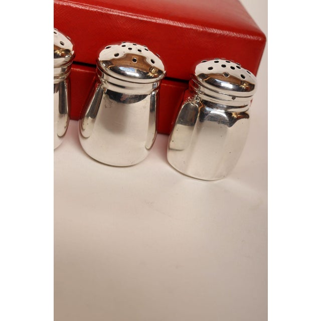1930s Art Deco 8 Sterling Silver Salt Shakers by Revere and JWW With Retailer Georg Jensen Box For Sale - Image 10 of 17