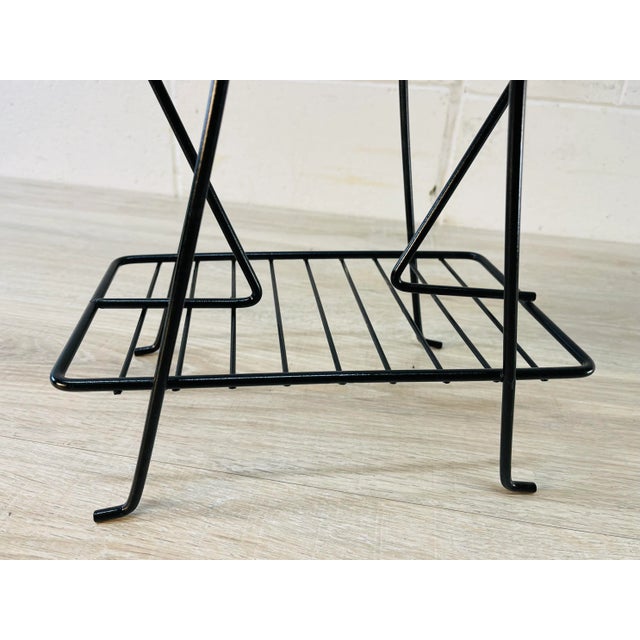 Mid-Century Modern 1960s Black Metal Wire Magazine Stand For Sale - Image 3 of 6