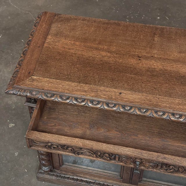 19th Century French Renaissance Revival Oak Vitrine ~ Credenza For Sale - Image 18 of 18