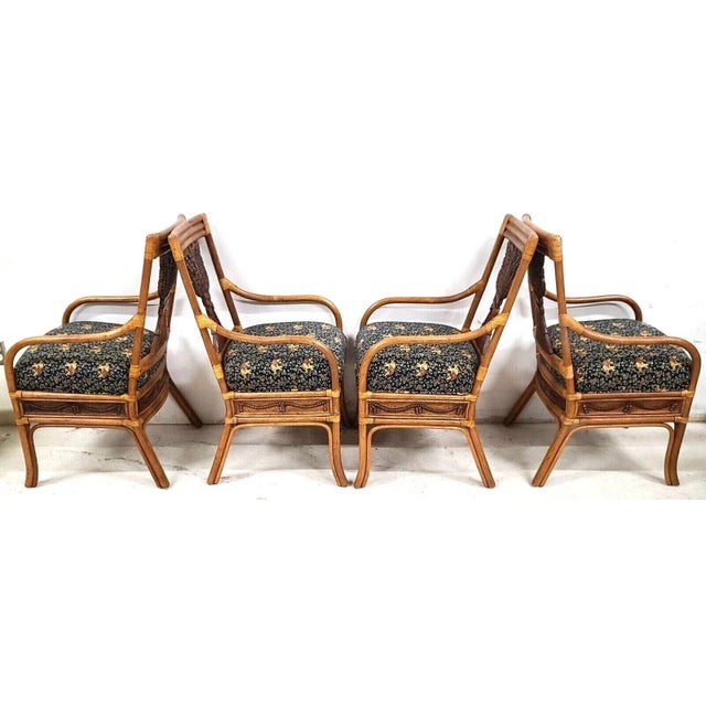 Brown Vintage Bamboo Bentwood Rattan Wheat Back Dining Armchairs - Set of 4 For Sale - Image 8 of 12