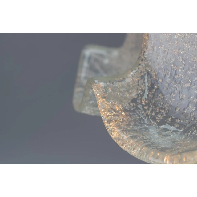 Metal Mid-Century Bell Shaped Ice Glass Pendant Lamp For Sale - Image 7 of 18