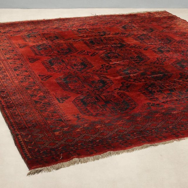 Black Vintage Bokara Rug, Afghanistan For Sale - Image 8 of 8