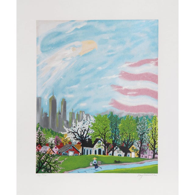Folk Art America Light of the World, Kay Ameche Screen Print For Sale - Image 3 of 3