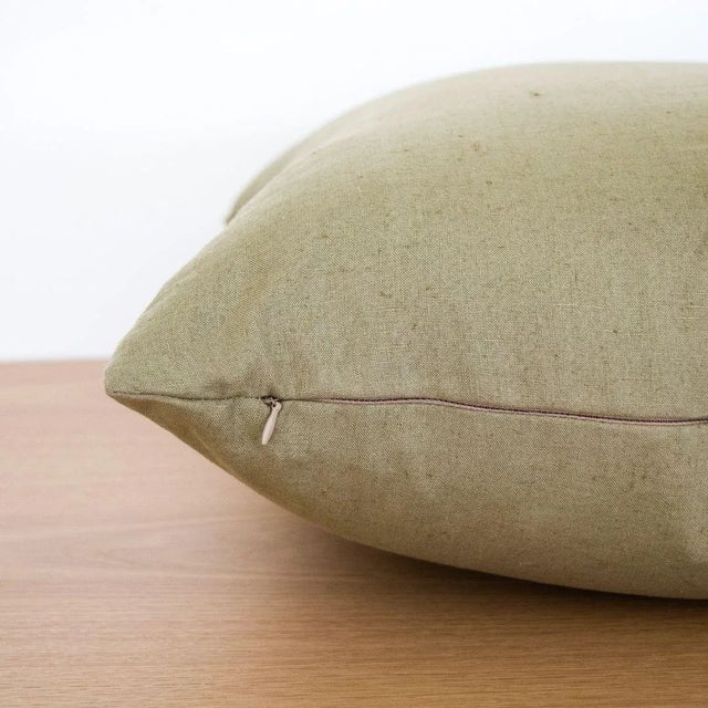 French Sage Green Linen Pillow For Sale - Image 3 of 4