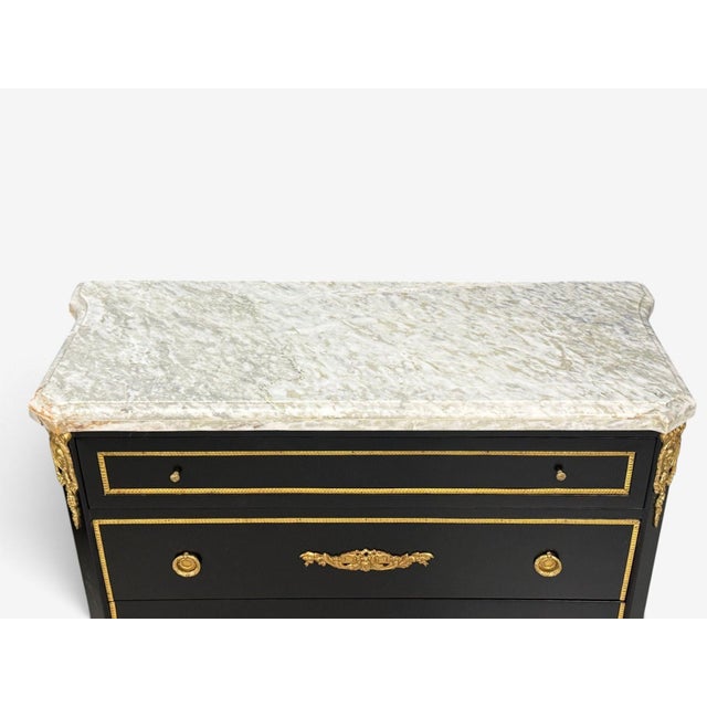 Louis Xvi, Hollywood Regency, Commodes, Ebonized, Bronze, Marble, 20th C. For Sale - Image 12 of 18