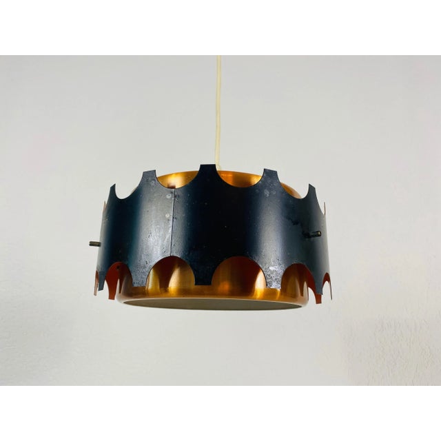 Copper and Black Pendant Lamp, 1960s For Sale - Image 6 of 7