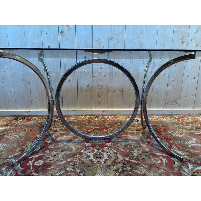 Contemporary Glass and Chrome Dining Table For Sale - Image 3 of 8