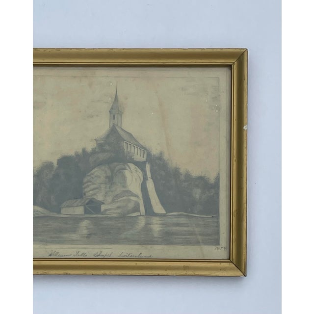 1856 Pencil Drawing of a Switzerland Chapel For Sale - Image 4 of 9