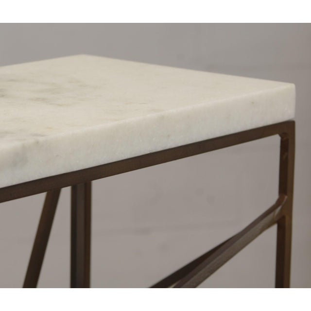 Contemporary Modern Iron Marble Console For Sale - Image 3 of 8
