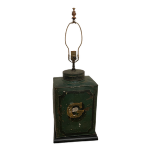 Antique English Tole Tea Cannister Made Into a Lamp